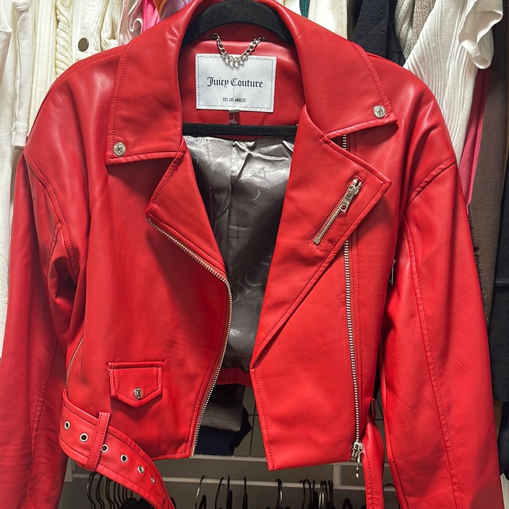Cherry Red Juicy Couture leather jacket